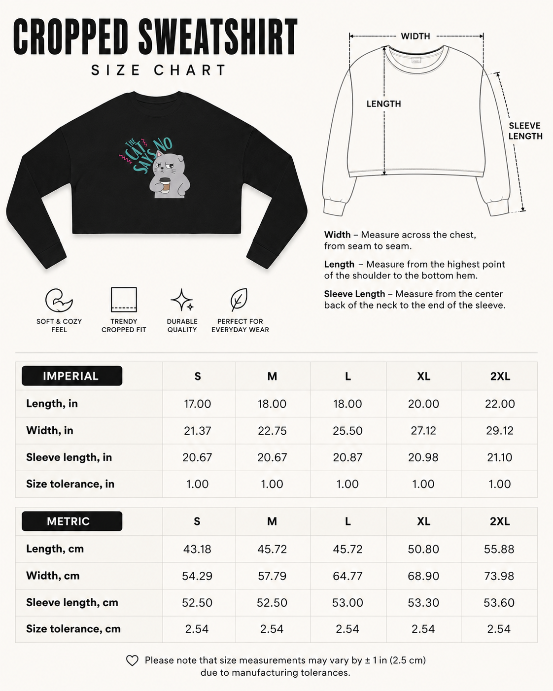 Cat Says No Cropped Sweatshirt | Women's Crop Top