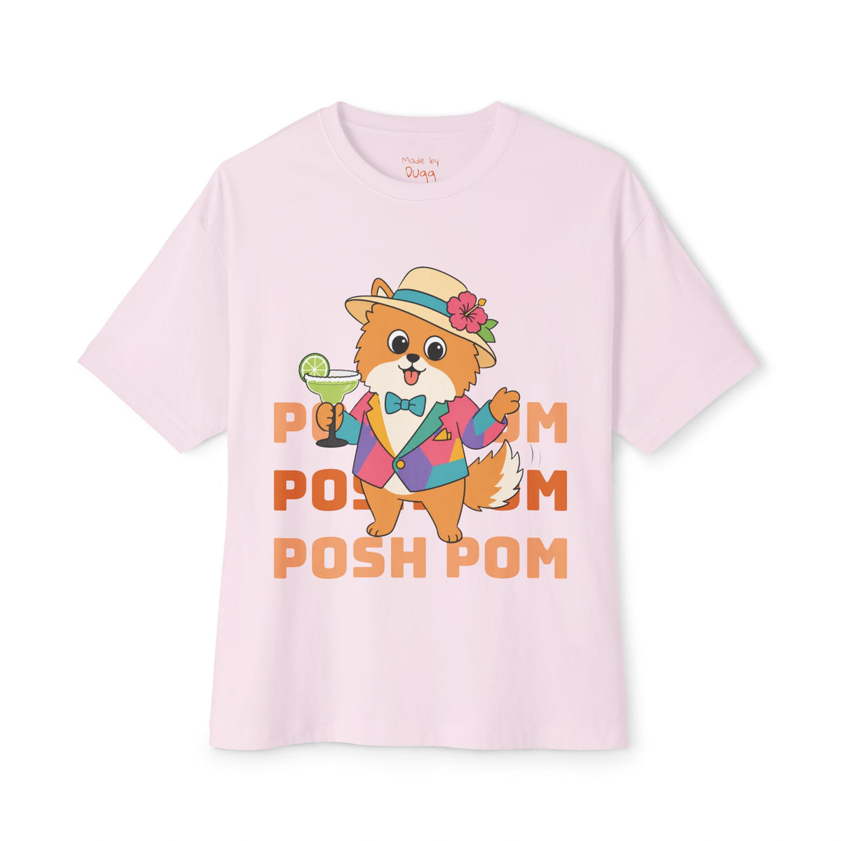 Posh Pom Oversized Boxy Cotton Tee | Unisex Fit T-Shirt