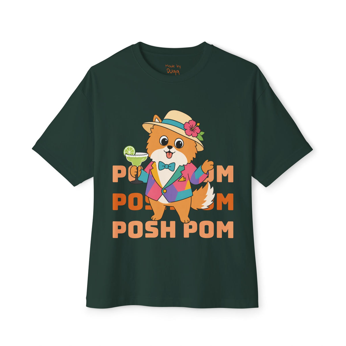 Posh Pom Oversized Boxy Cotton Tee | Unisex Fit T-Shirt