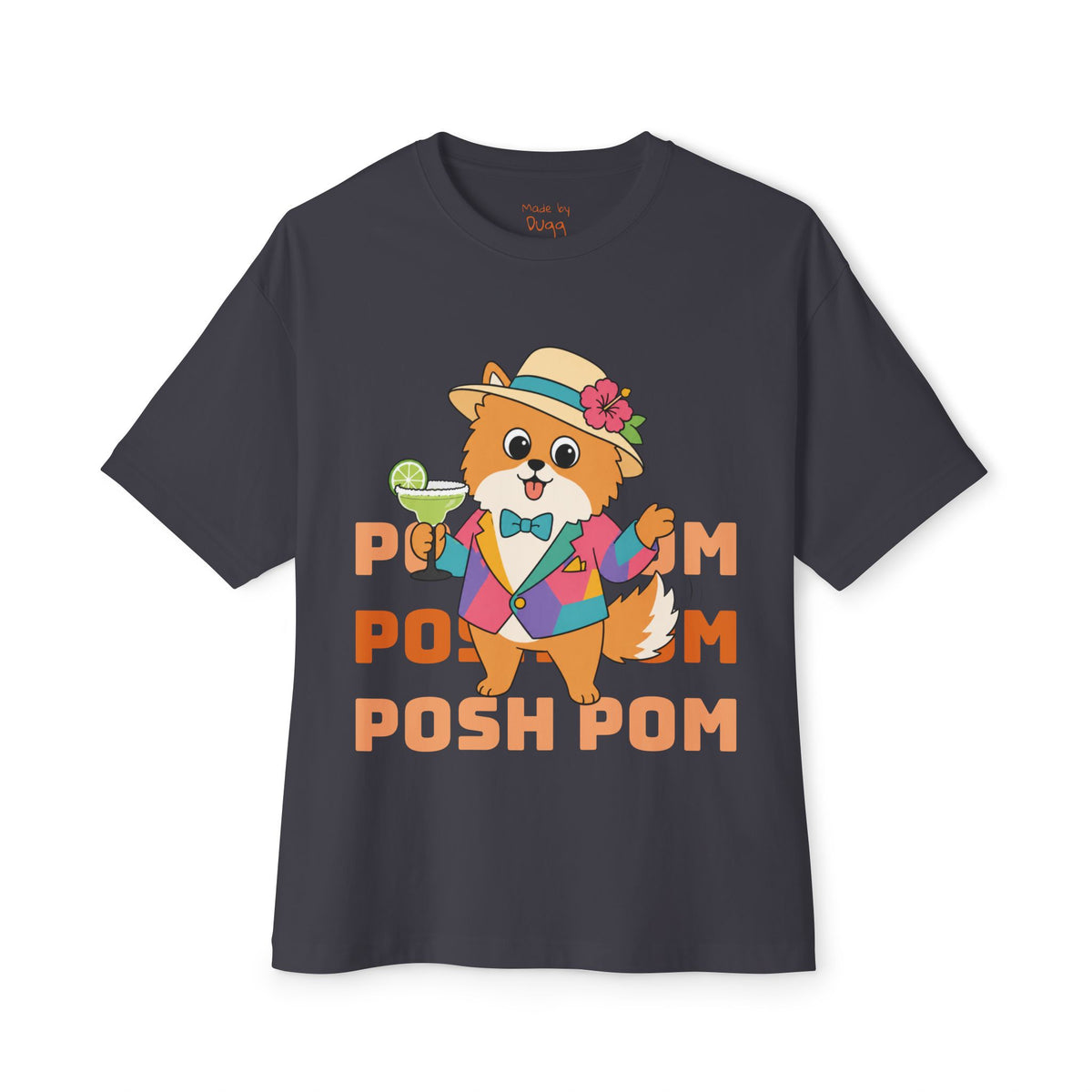 Posh Pom Oversized Boxy Cotton Tee | Unisex Fit T-Shirt