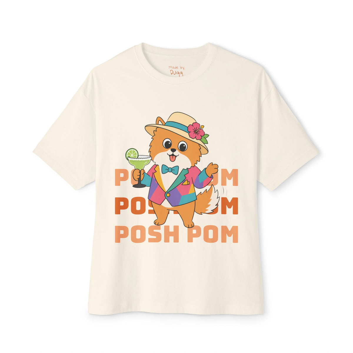 Posh Pom Oversized Boxy Cotton Tee | Unisex Fit T-Shirt