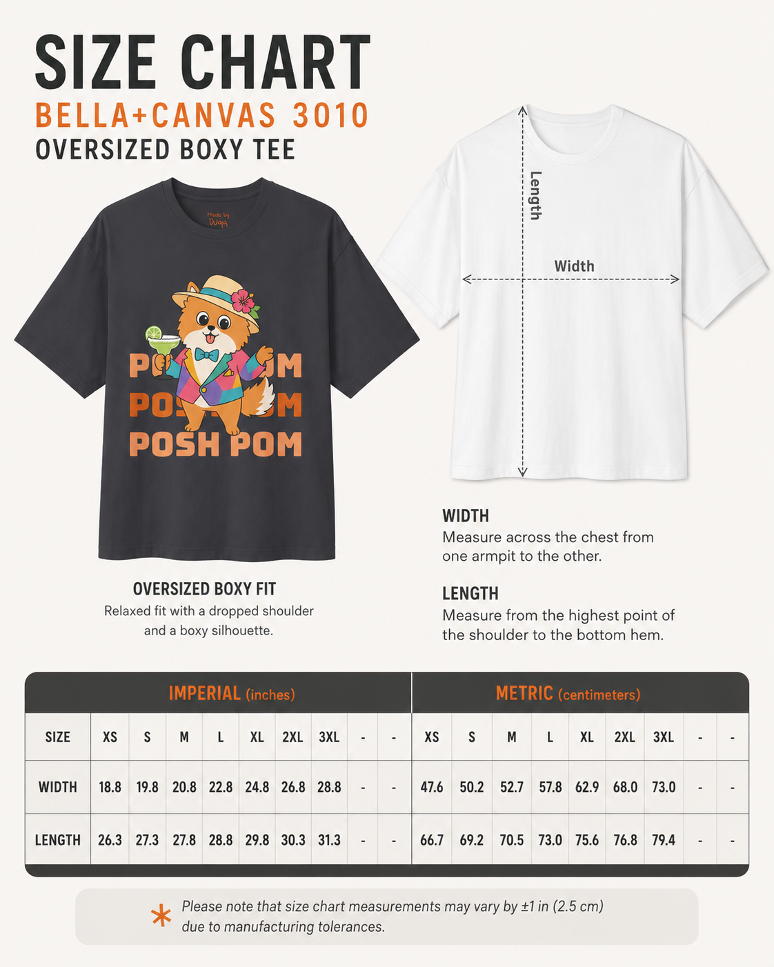 Posh Pom Oversized Boxy Cotton Tee | Unisex Fit T-Shirt