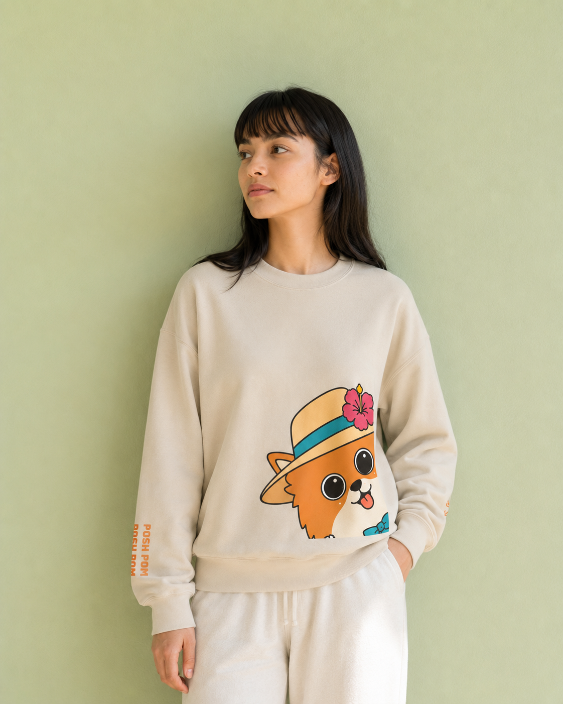 Posh Pom Crewneck Sweatshirt | Unisex Fit Sweater