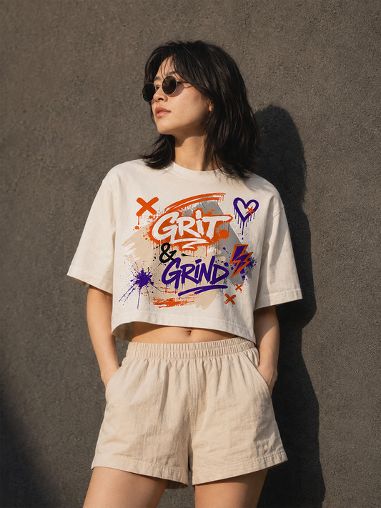 Grit & Grind Graffiti Wall Crop Top Tee | Women's Crop Top T-Shirt