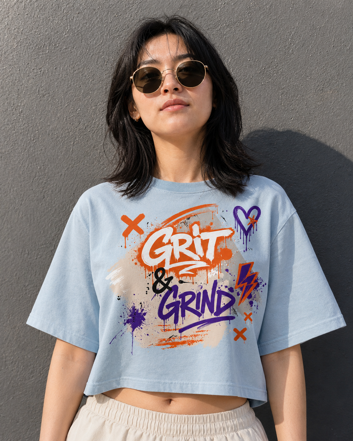 Grit & Grind Graffiti Wall Crop Top Tee | Women's Crop Top T-Shirt