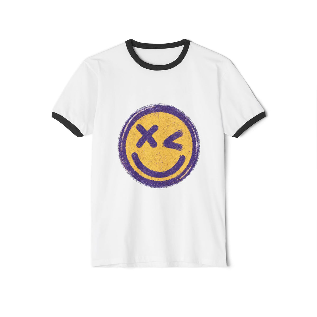 Smiley Vintage Ringer Tee | Unisex Fit T-Shirt