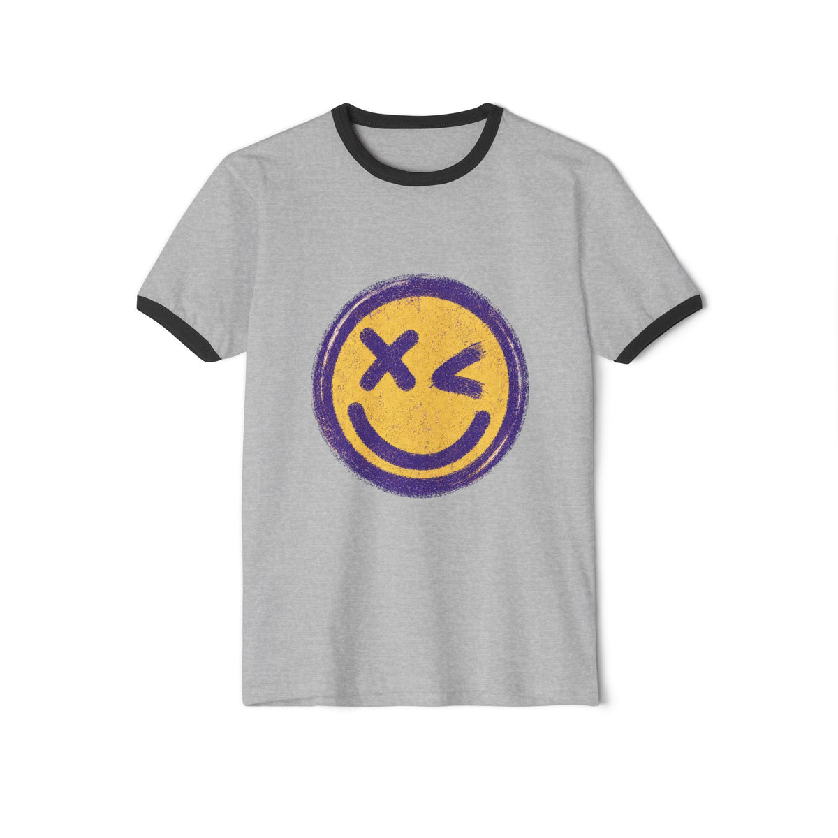 Smiley Vintage Ringer Tee | Unisex Fit T-Shirt